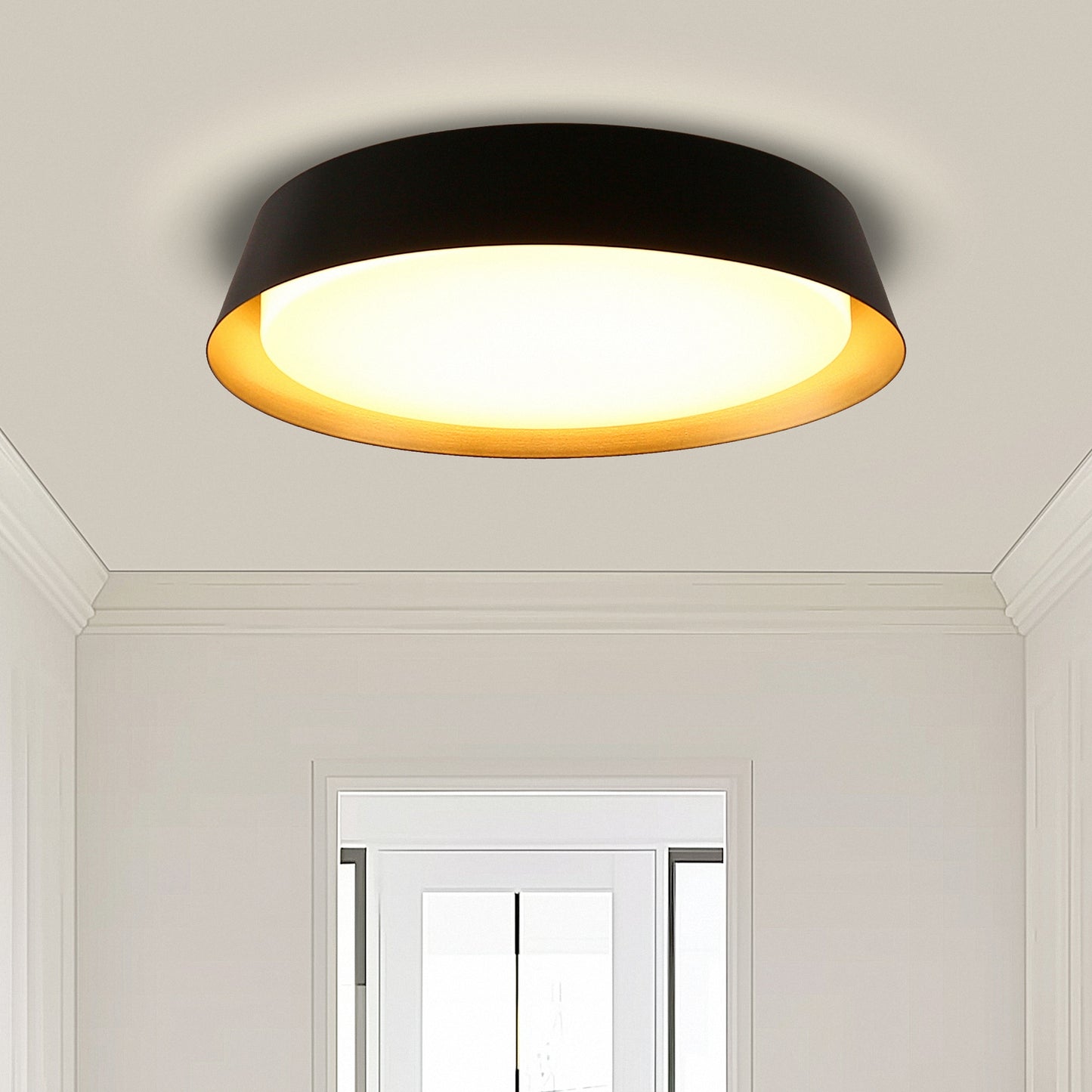 12in. Black and Gold Flush Mount Ceiling Light, 21W 1250LM LED Ceiling Light Fixture 5CCT Dimmable for Bedroom Hallway