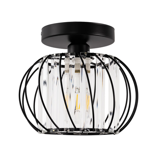 YANSUN 10 in. 1-Light Black Modern Semi Flush Mount Ceiling Light for Foyer, Closet, Entryway, Kitchen