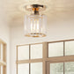 5 in.1-Light Gold Crystal Cylinder Semi Flush Mount Ceiling Light for Foyer Closet Entryway Kitchen Bedroom Dining Room