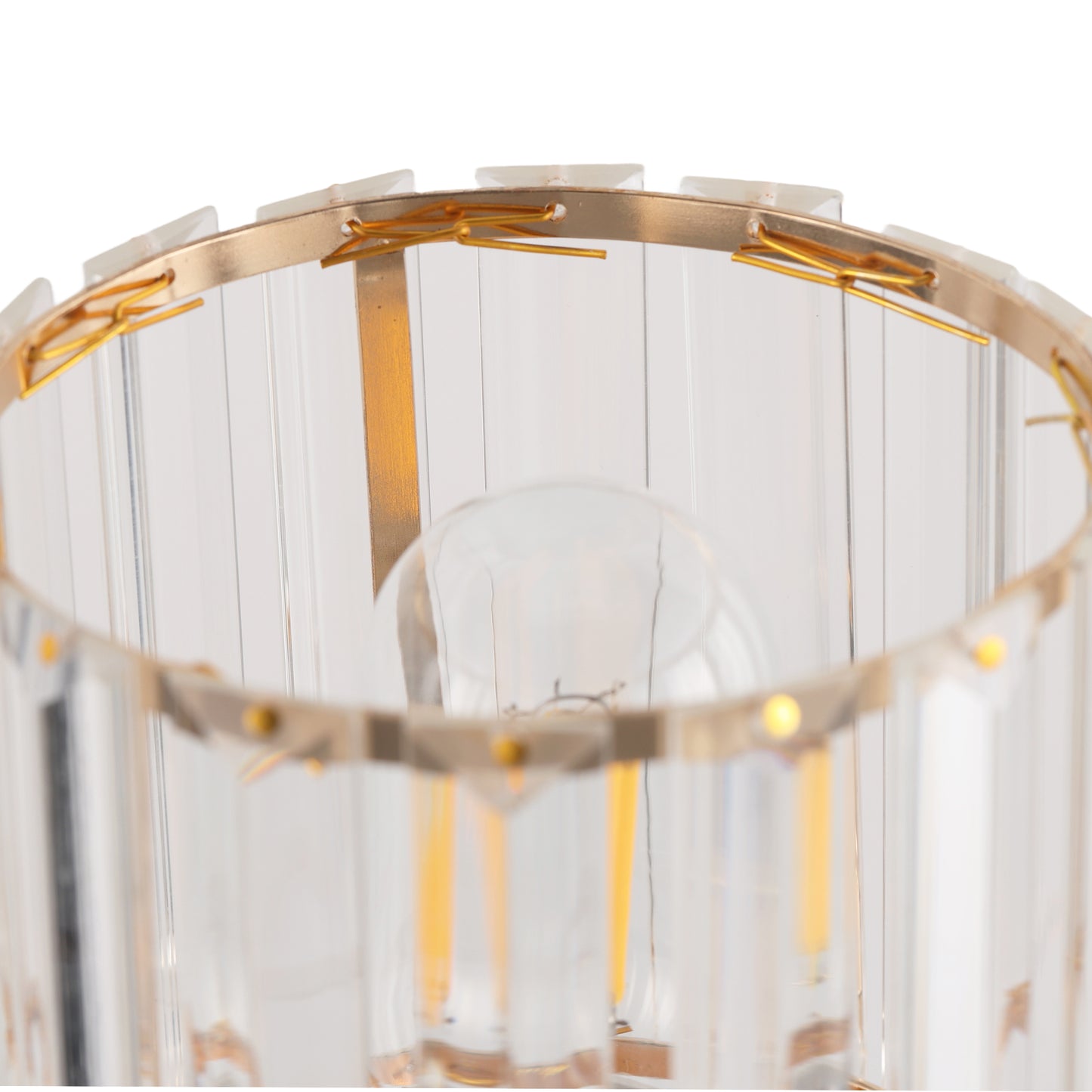 5 in.1-Light Gold Crystal Cylinder Semi Flush Mount Ceiling Light for Foyer Closet Entryway Kitchen Bedroom Dining Room