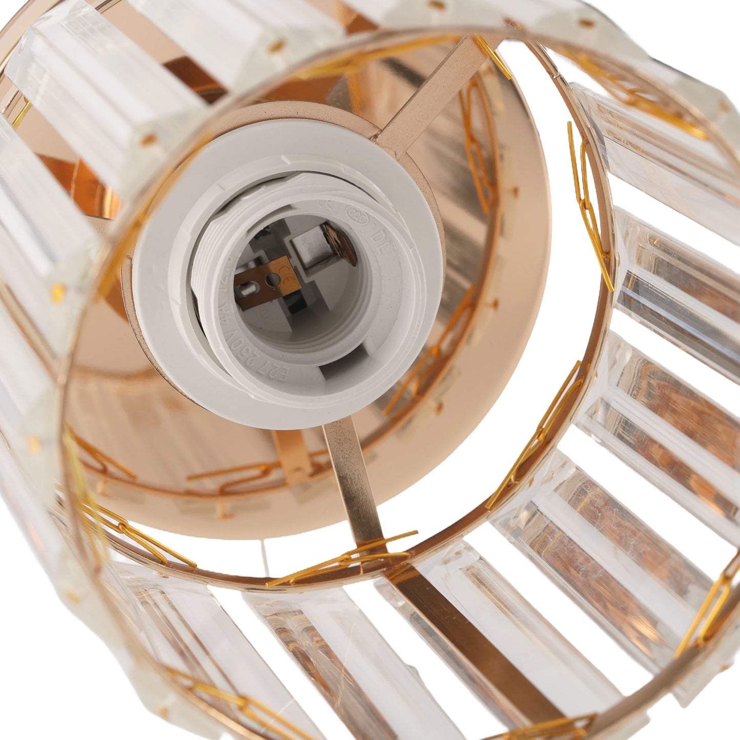 5 in.1-Light Gold Crystal Cylinder Semi Flush Mount Ceiling Light for Foyer Closet Entryway Kitchen Bedroom Dining Room