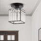 5.5 in.1-Light Black Square Crystal Semi Flush Mount Ceiling Light for Foyer Closet Entryway Kitchen Bedroom Dining Room
