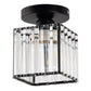 5.5 in.1-Light Black Square Crystal Semi Flush Mount Ceiling Light for Foyer Closet Entryway Kitchen Bedroom Dining Room