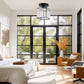 5.5 in.1-Light Black Square Crystal Semi Flush Mount Ceiling Light for Foyer Closet Entryway Kitchen Bedroom Dining Room