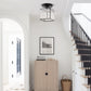 5.5 in.1-Light Black Square Crystal Semi Flush Mount Ceiling Light for Foyer Closet Entryway Kitchen Bedroom Dining Room