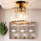 5.5 in. 1-Light Gold Square Crystal Semi Flush Mount Ceiling Light for Foyer Closet Entryway Kitchen Bedroom Dining Room