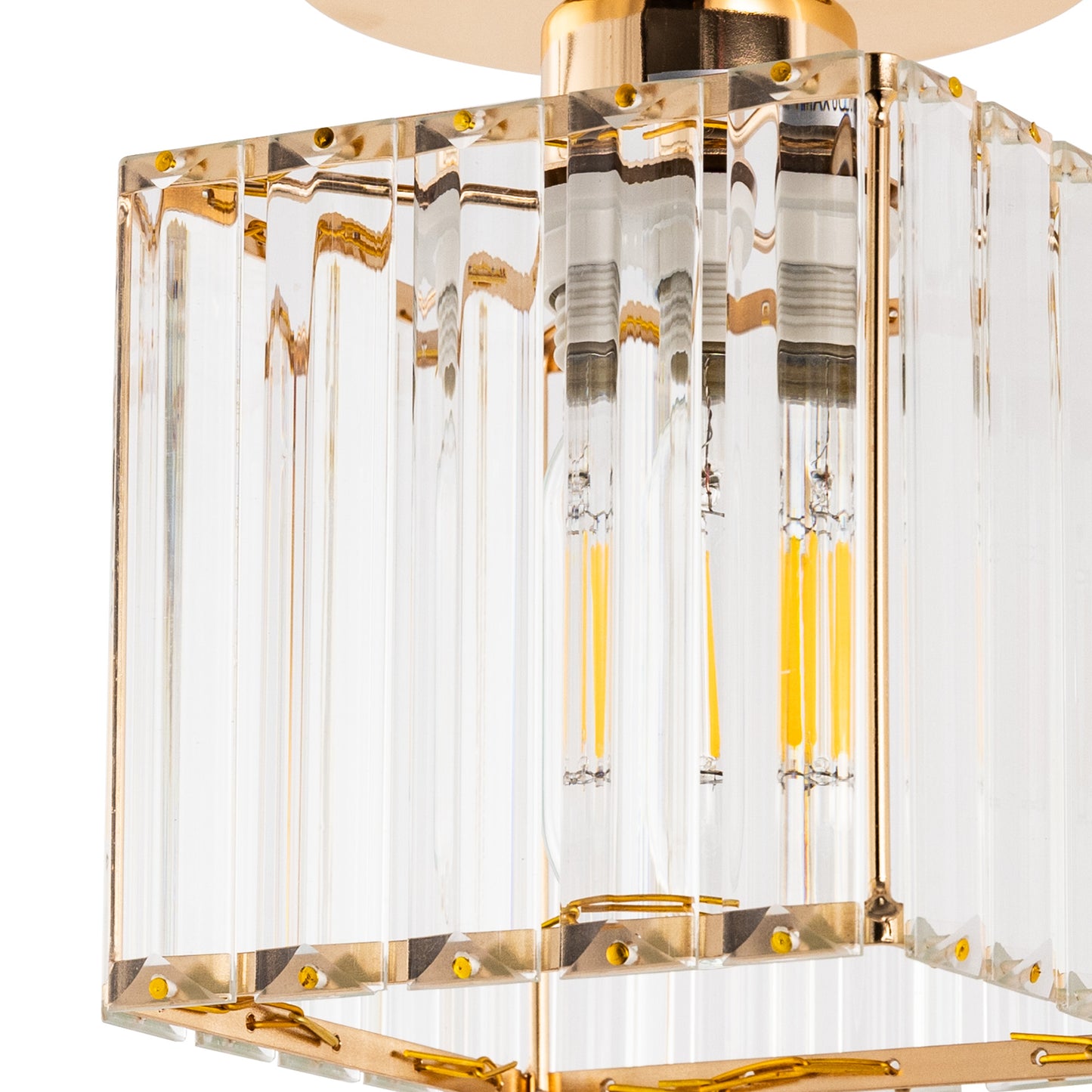 5.5 in. 1-Light Gold Square Crystal Semi Flush Mount Ceiling Light for Foyer Closet Entryway Kitchen Bedroom Dining Room