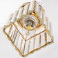 5.5 in. 1-Light Gold Square Crystal Semi Flush Mount Ceiling Light for Foyer Closet Entryway Kitchen Bedroom Dining Room