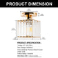 5.5 in. 1-Light Gold Square Crystal Semi Flush Mount Ceiling Light for Foyer Closet Entryway Kitchen Bedroom Dining Room