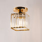 5.5 in. 1-Light Gold Square Crystal Semi Flush Mount Ceiling Light for Foyer Closet Entryway Kitchen Bedroom Dining Room