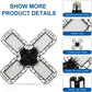 80-Watt Black Deformable LED Adjustable Garage Light Semi-Flush Mount Lighting, 4-Leaf 6000K Daylight White (4-Pack)