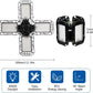 80-Watt Black Deformable LED Adjustable Garage Light Semi-Flush Mount Lighting, 4-Leaf 6000K Daylight White (4-Pack)