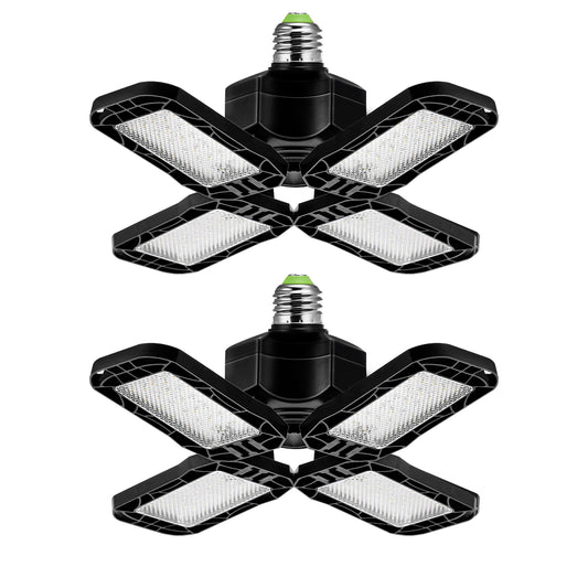 YANSUN 12 in. Industrial Black Integrated LED Flush Mount 6000K Daylight for Garage or Workshop 2 Pack