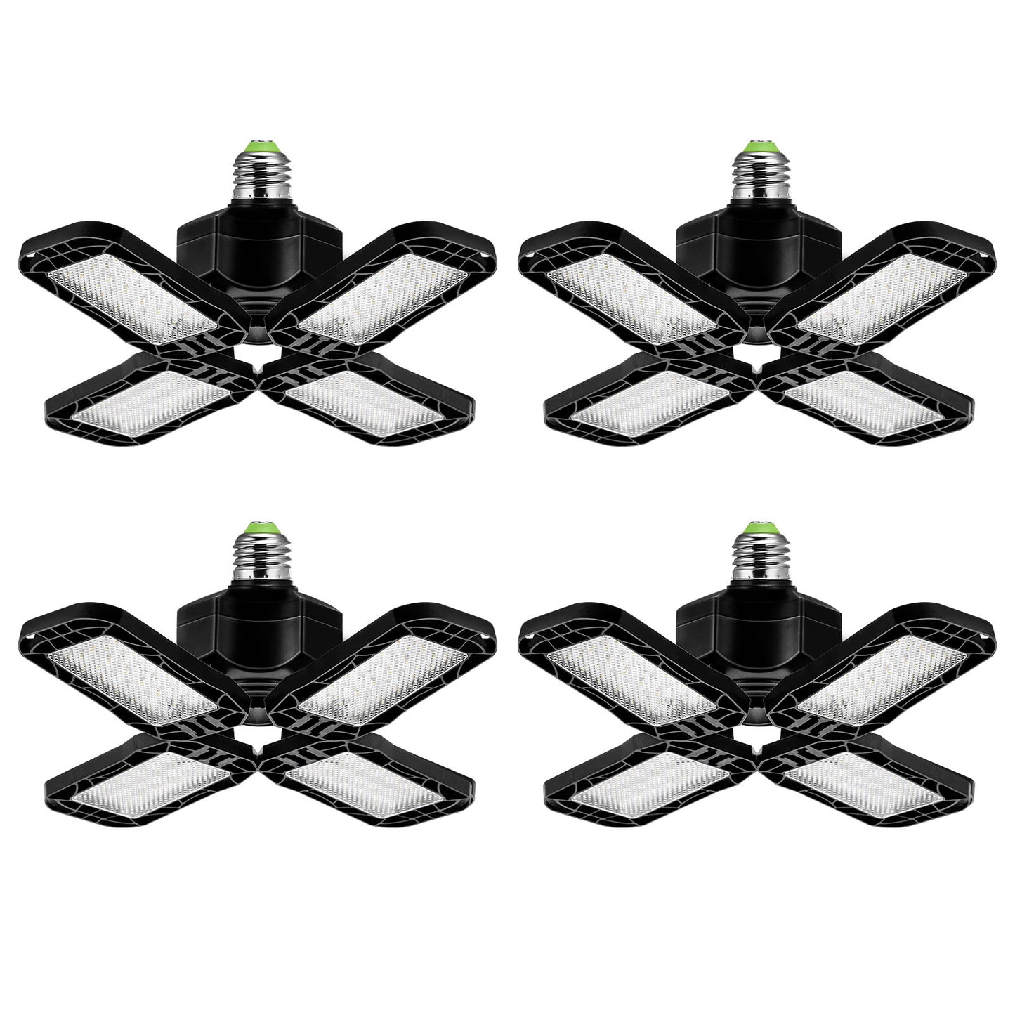 YANSUN 12 in. 6000K Daylight Foldable Industrial Black LED Flush Mount Garage Lightfor Garage or Utility Room 4-Pack