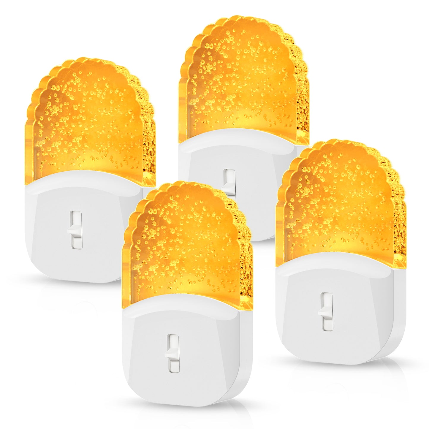 YANSUN 0.5-Watt Integrated LED Plug-In Acrylic Night Light, Amber 2000K, Dimmable, Light Sensor, White Housing, 4-Pack