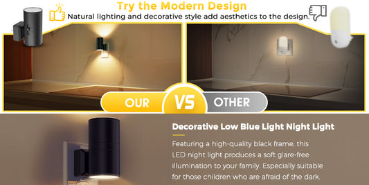 Dimmable Night Lights Plug into Wall, 3000K Soft White, Adjustable Brightness, Auto On/Off, 2-Pack for Bedroom, Hallway