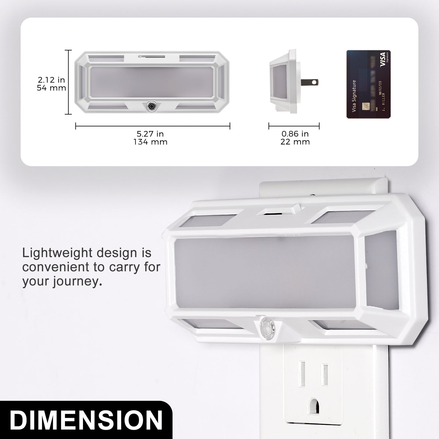 1-Light Dimmable LED Night Light Plug in with Dusk to Dawn Sensor, 3000K 0-250LM for Bathroom, Hallway, Bedroom (2-Pack)