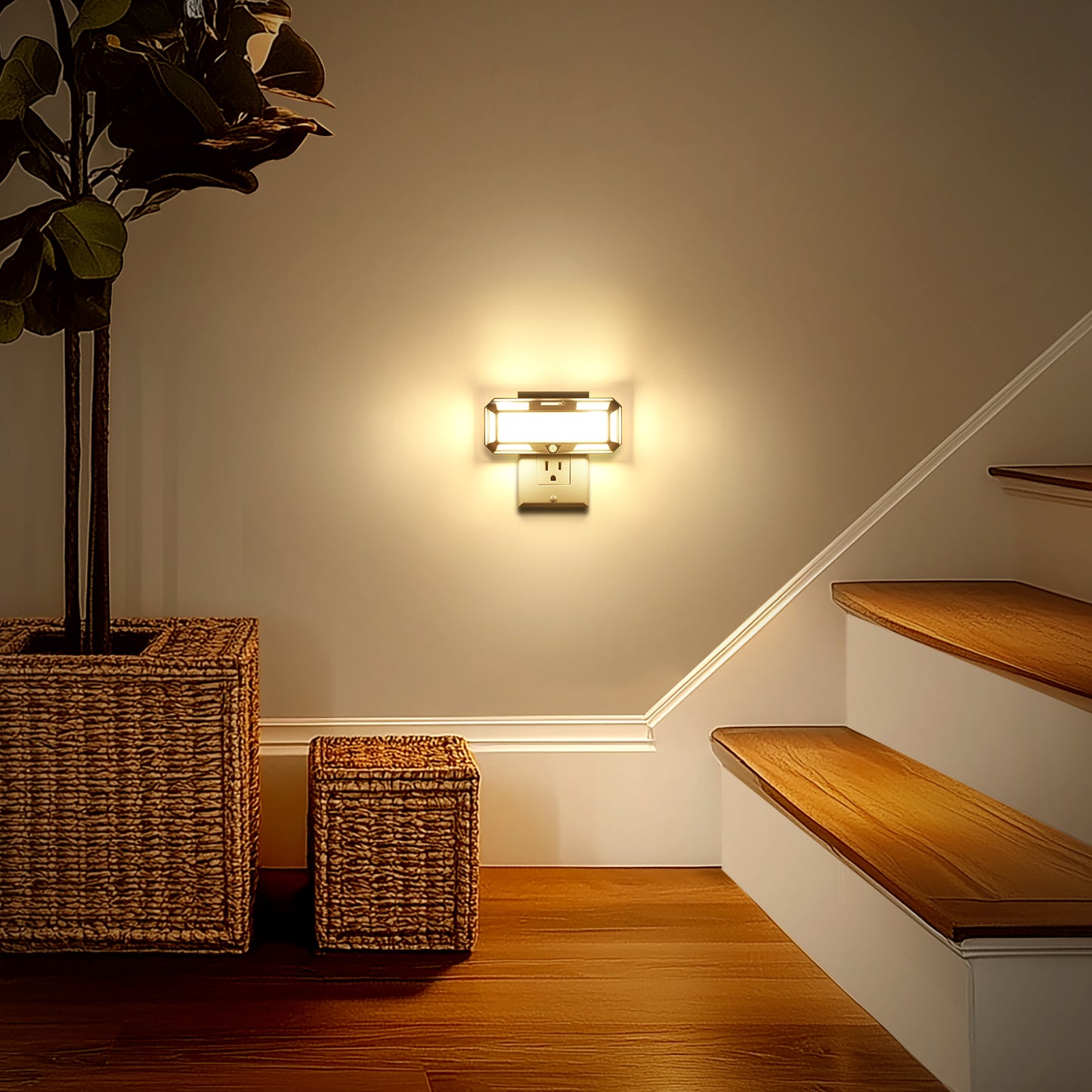 1-Light Dimmable LED Night Light Plug in with Dusk to Dawn Sensor, 3000K 0-250LM for Bathroom, Hallway, Bedroom (2-Pack)