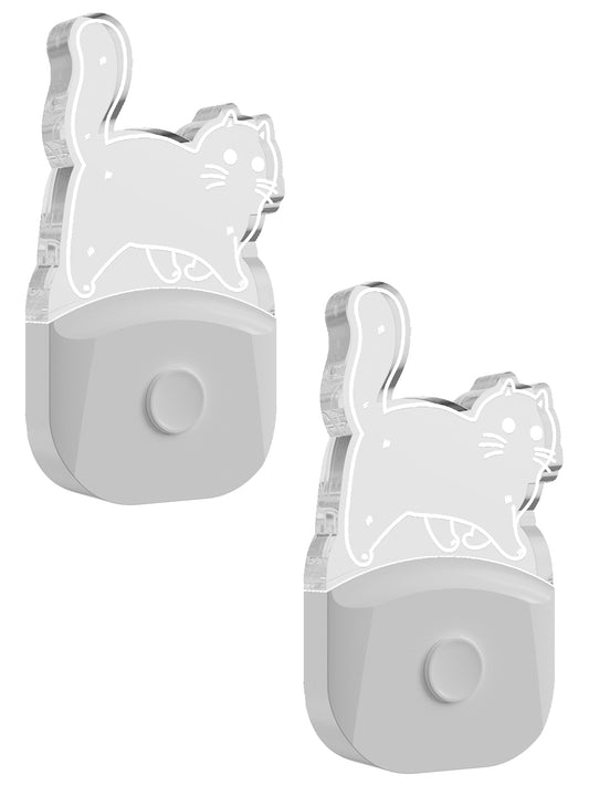 YANSUN 0.5-Watts Plug-In Light Sensor Cat Night Light LED with 3000K Warm White and RGB, Button Color Control 2-Pack