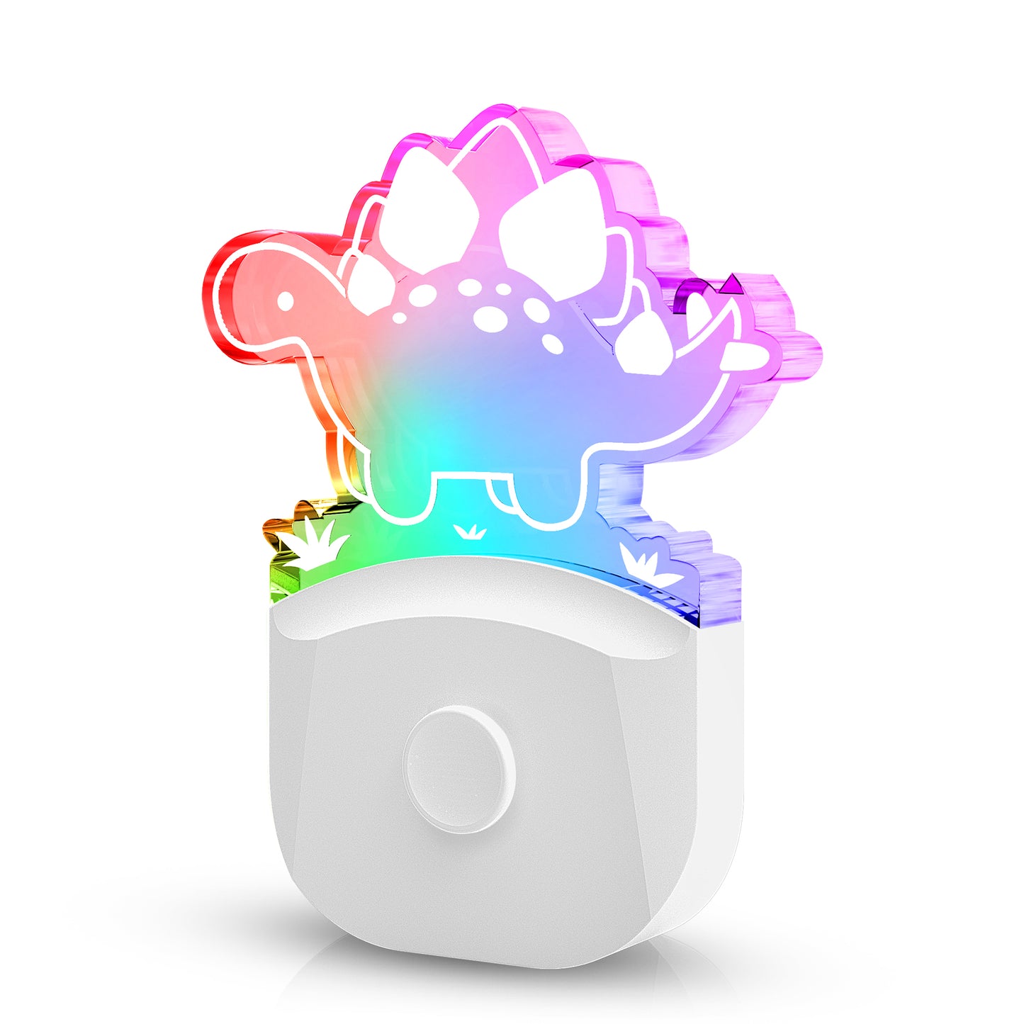 YANSUN 0.5 W Plug-In Light Sensor Night Light with Button Color Control, Warm 3000K and RGB Gradient, White Acrylic Shell