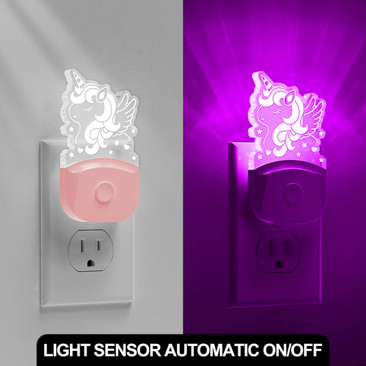 YANSUN 0.5-Watt Integrated LED Plug-In Unicorn Night Light, RGB and Warm White 3000K, Color Adjustable, Light Sensor, 1-Pack
