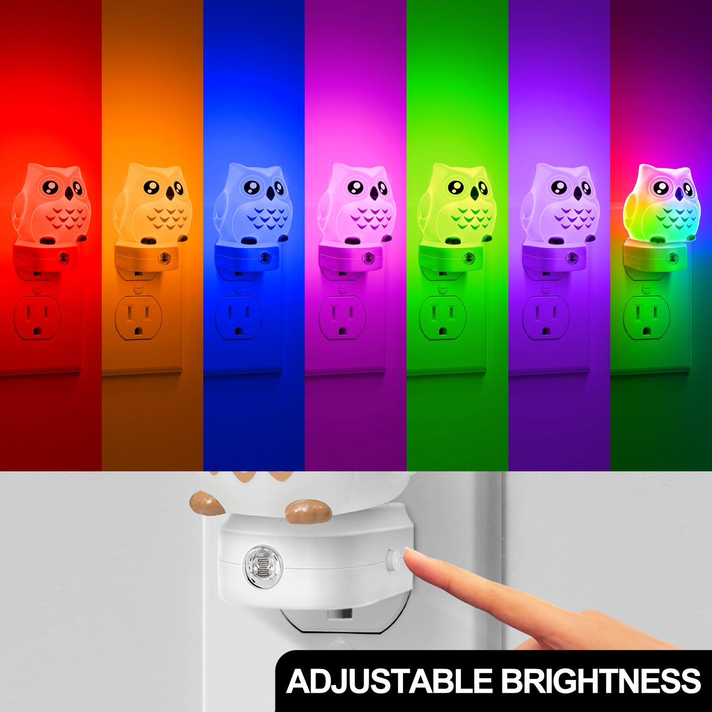 YANSUN 0.5-Watts Light Sensor Cat Night Light Plug-In with Button Color Control, Warm 3000K and RGB LED 1-Pack for Kids