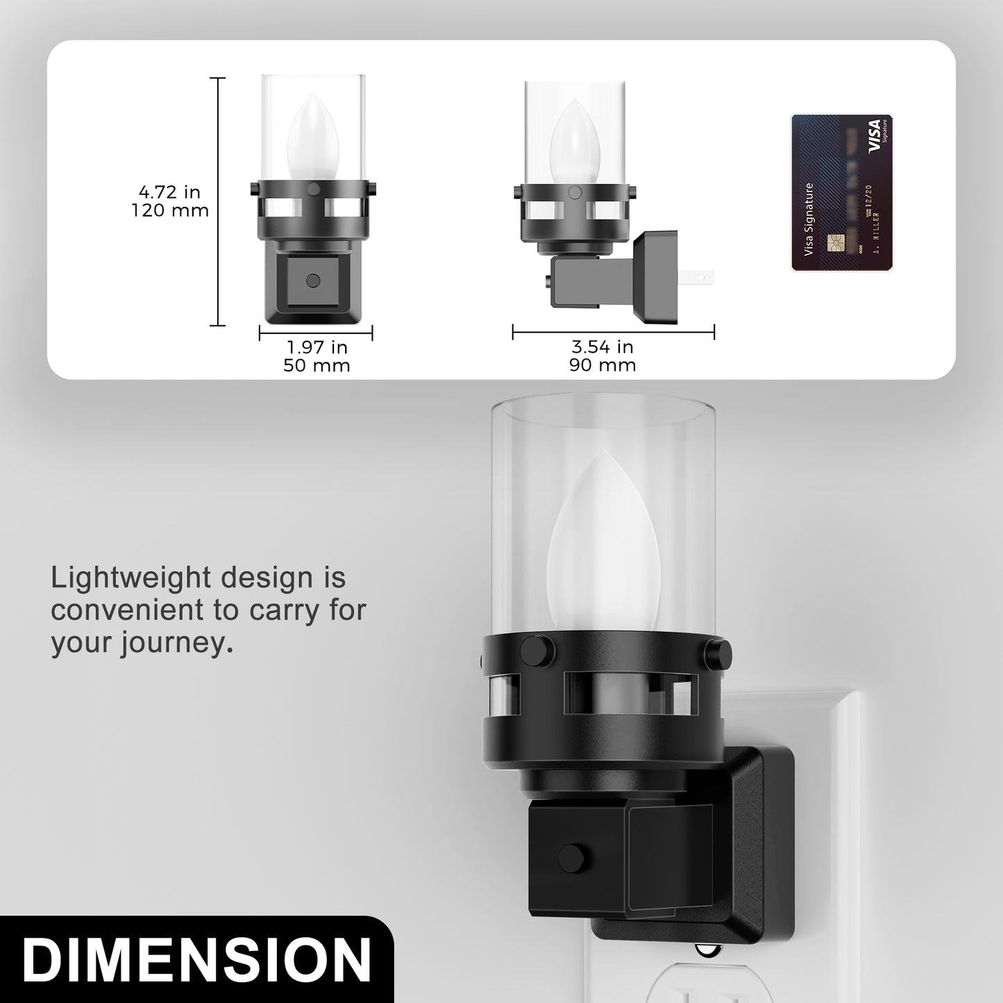 Candle Night Light Plug in 2-Pack with Dusk to Dawn Sensor, 3000K Warm White LED for Kids, Hallway, Bathroom, Bedroom