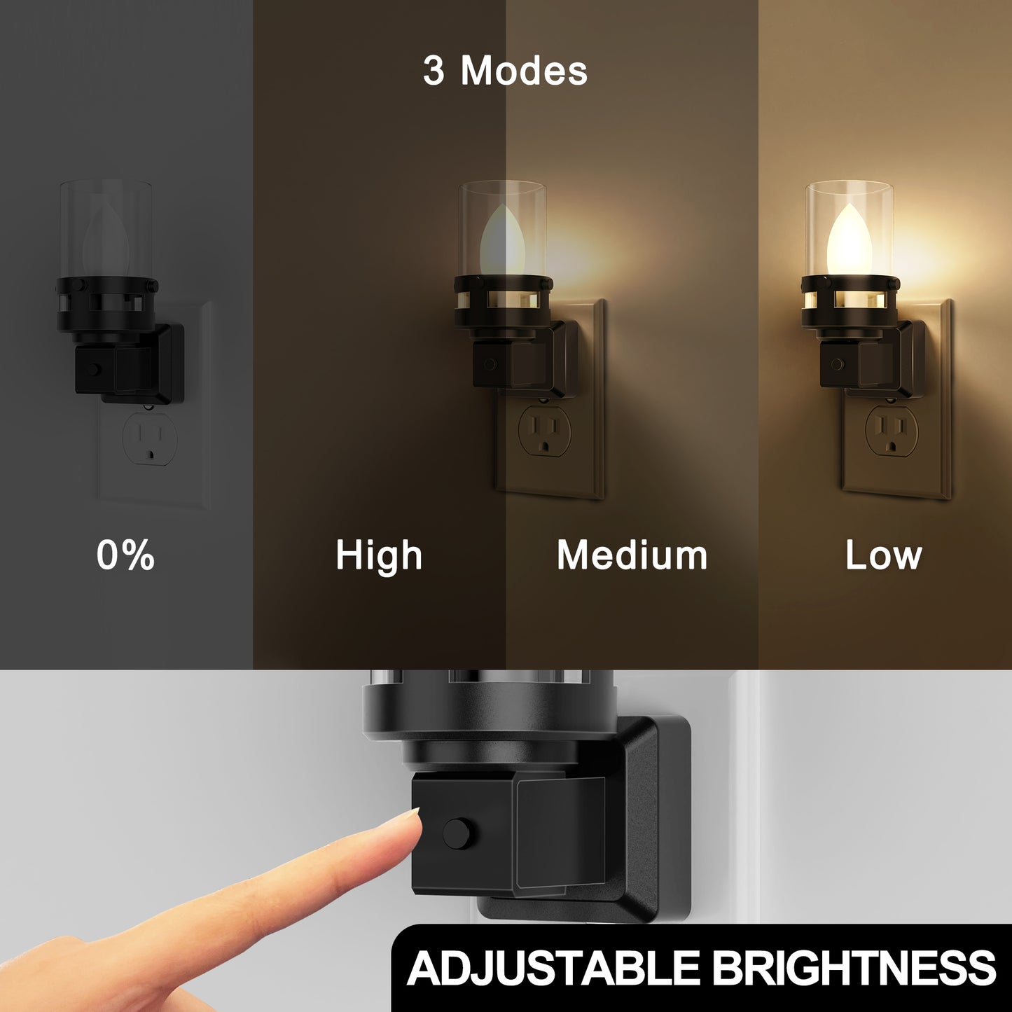Candle Night Light Plug in 2-Pack with Dusk to Dawn Sensor, 3000K Warm White LED for Kids, Hallway, Bathroom, Bedroom