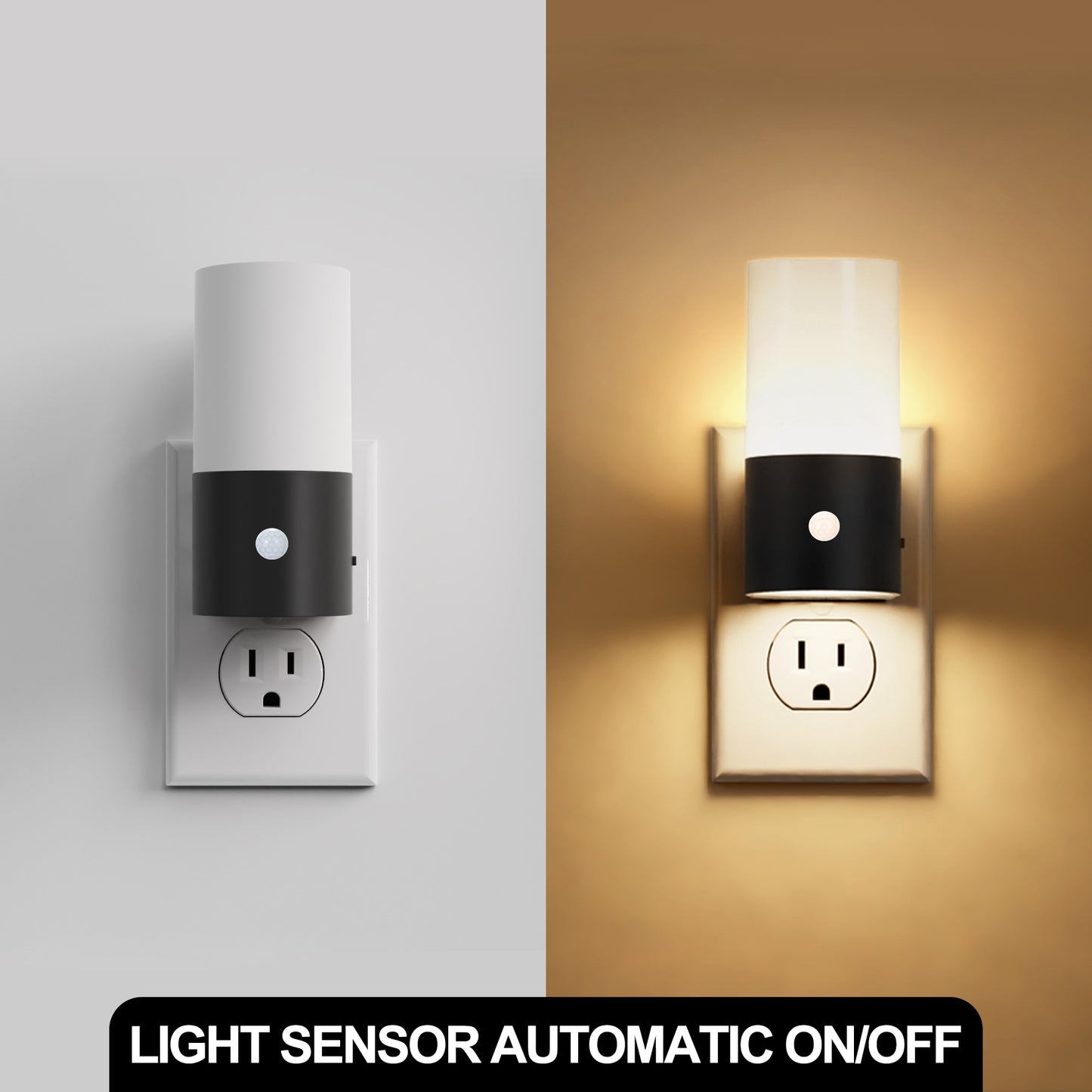 LED Motion Sensor Night Light Plug in 2-Pack, 100LM Dimmable, 3000K Soft White, Auto On/Off for Hallway, Bedroom
