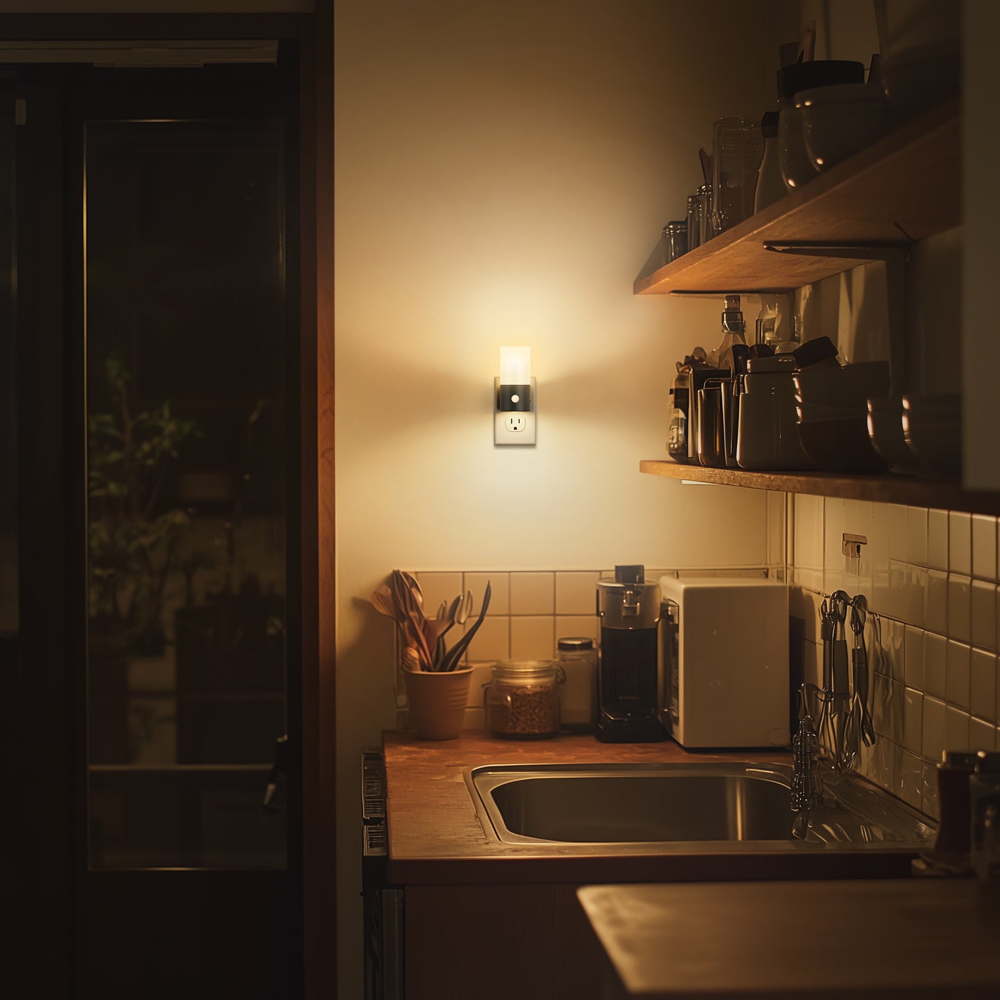 LED Motion Sensor Night Light Plug in 2-Pack, 100LM Dimmable, 3000K Soft White, Auto On/Off for Hallway, Bedroom