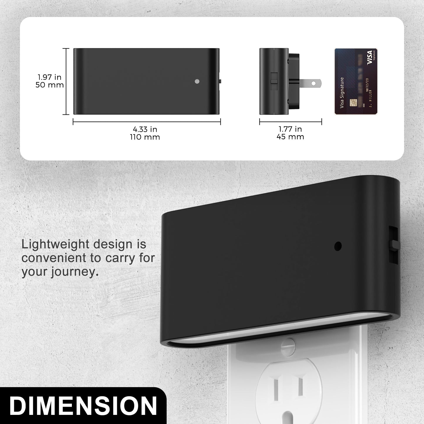 1-Light Black Dimmable LED Night Light Plug in with Dusk-to-Dawn Sensor, Soft White 3000K for Bedroom, Hallway 2 Pack