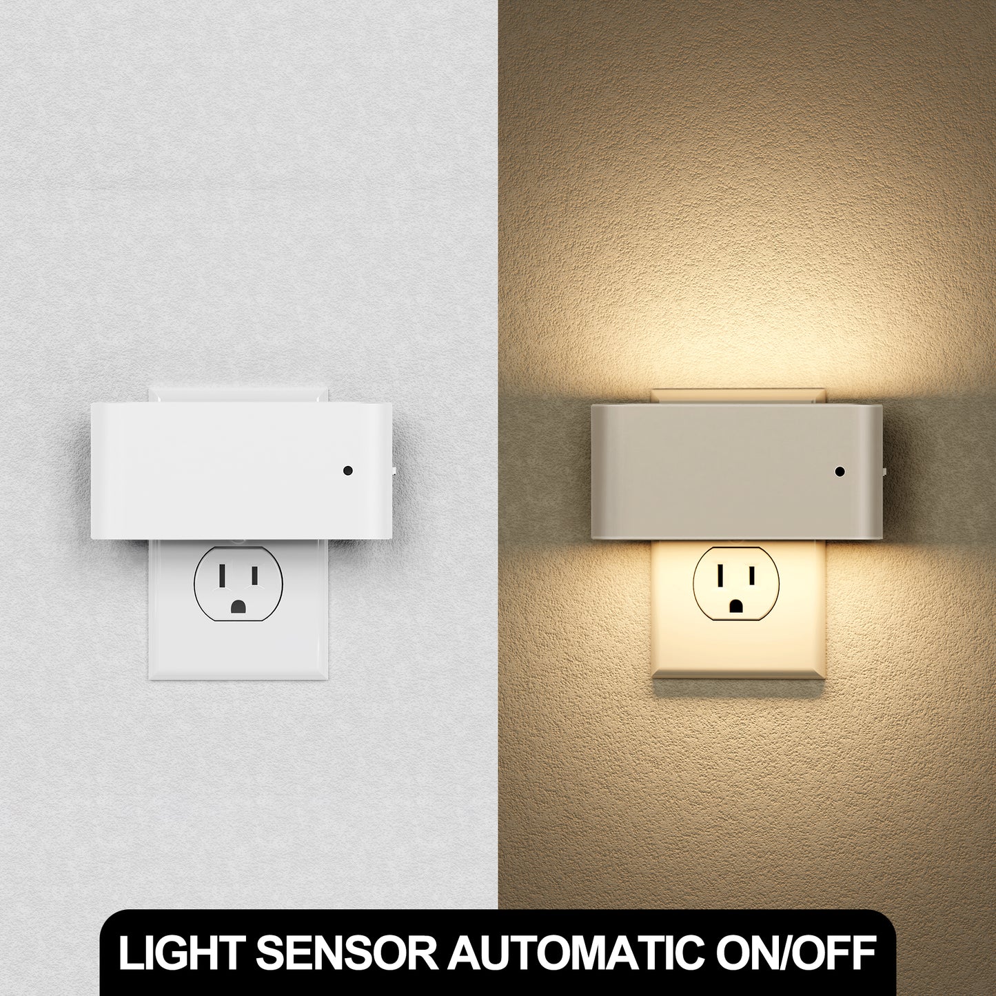 1-Light White Dimmable LED Night Light Plug in with Dusk-to-Dawn Sensor, Soft White 3000K for Bedroom, Hallway 2 Pack