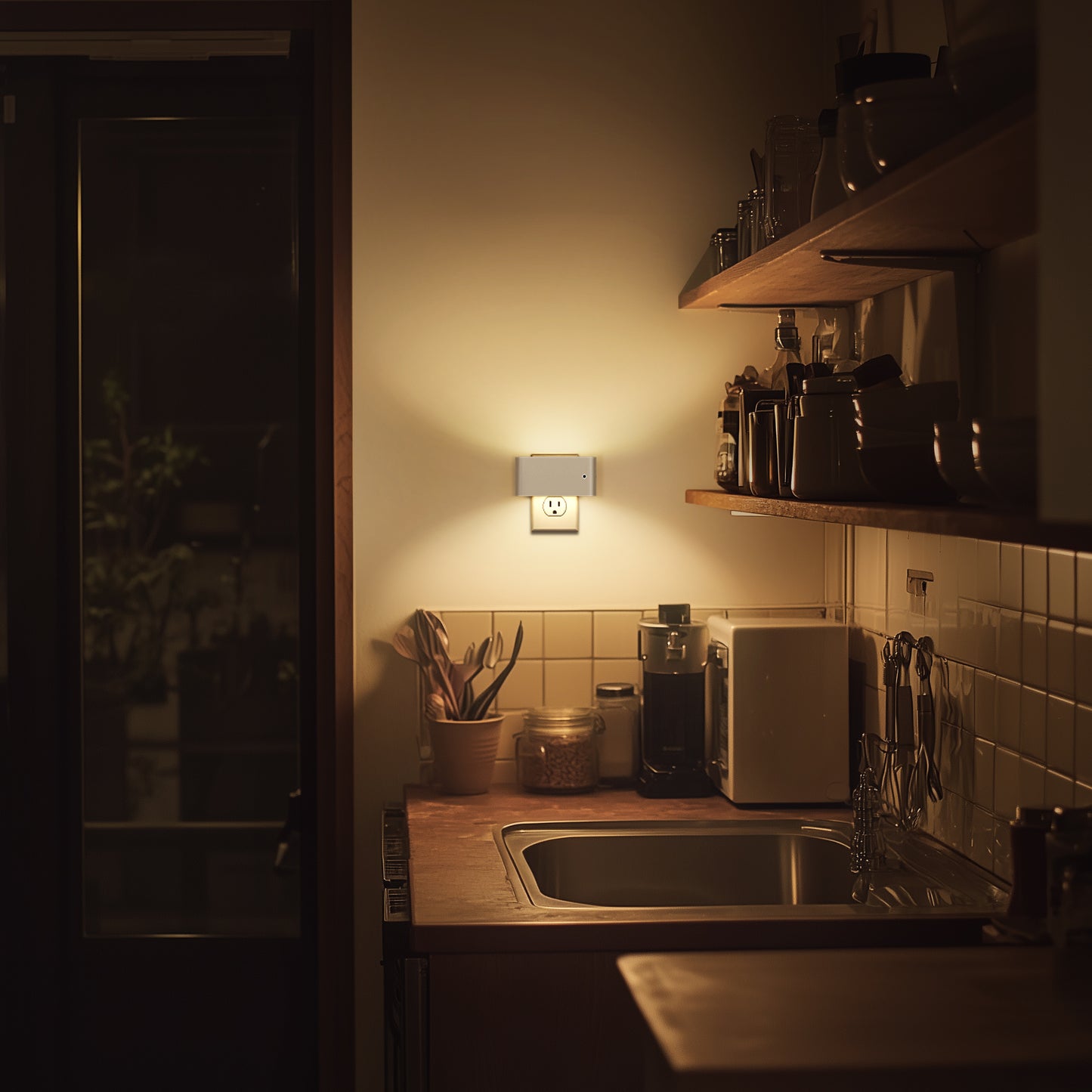 1-Light White Dimmable LED Night Light Plug in with Dusk-to-Dawn Sensor, Soft White 3000K for Bedroom, Hallway 2 Pack