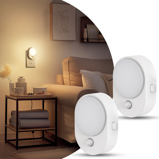 LED Motion Sensor Night Light [2-Pack], Dusk to Dawn & Motion Activated, Dimmable 30/60LM for Bathroom, Hallway, Kitchen