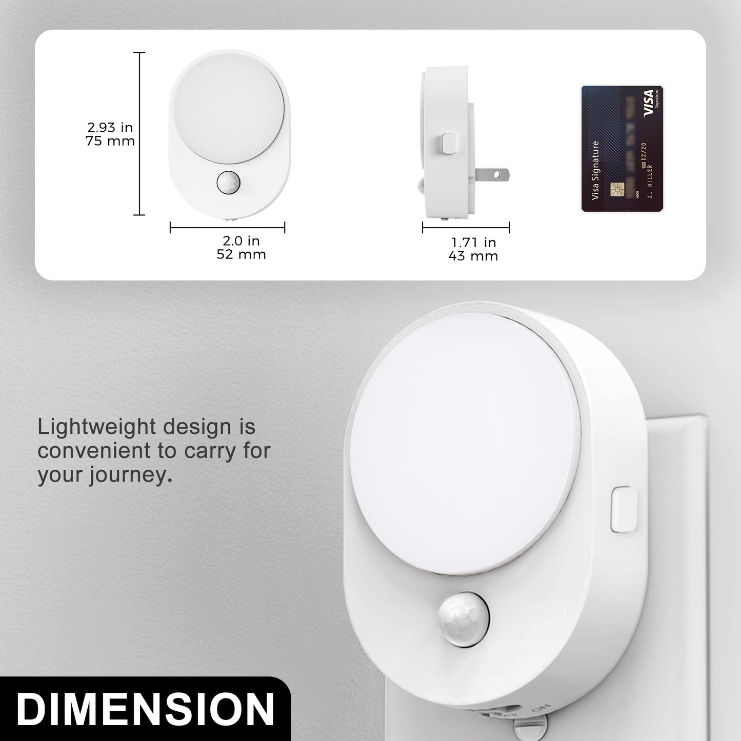 LED Motion Sensor Night Light [2-Pack], Dusk to Dawn & Motion Activated, Dimmable 30/60LM for Bathroom, Hallway, Kitchen