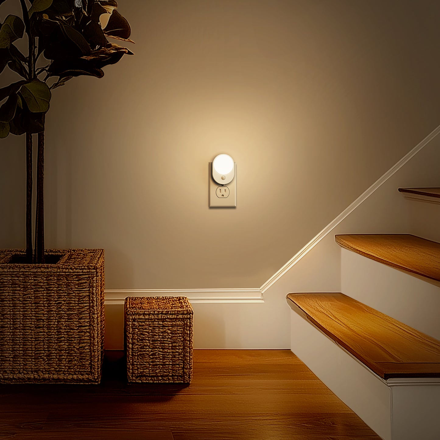 LED Motion Sensor Night Light [2-Pack], Dusk to Dawn & Motion Activated, Dimmable 30/60LM for Bathroom, Hallway, Kitchen