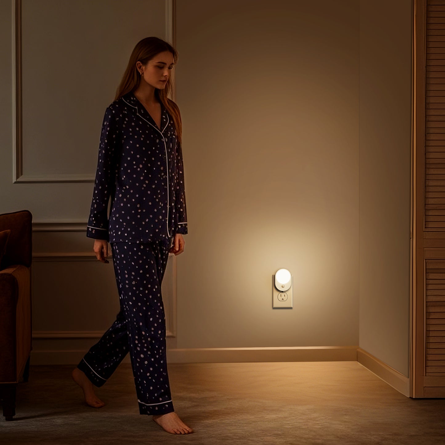 LED Motion Sensor Night Light [2-Pack], Dusk to Dawn & Motion Activated, Dimmable 30/60LM for Bathroom, Hallway, Kitchen