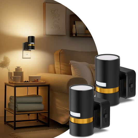 LED Light Sensor Night Light [2-Pack], 3000K Soft White, Dimmable 0-100LM, Plug-In for Bedroom, Hallway, Bathroom
