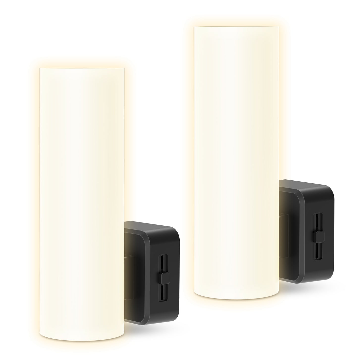 YANSUN 1-Watt Plug-in Frosted LED Night Light 3000K Warm Glow with Dimmable Control and Full Cylindrical Shade (2-Pack)