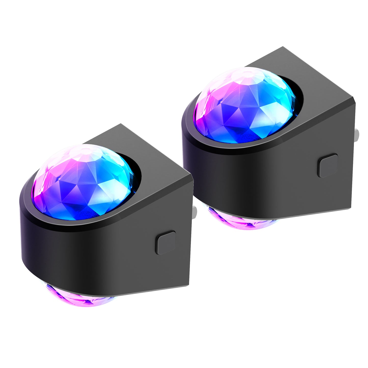 YANSUN 2W Plug-In RGB Night Light with Light Sensor and Up-Down Projection, Diamond Lens Design, 2-Pack