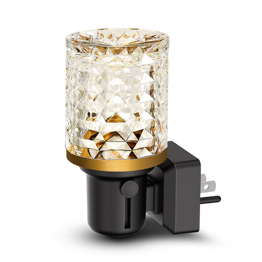 YANSUN 1-Watt Integrated LED Plug-In Night Light, White 5000K, Diamond Crystal Shade, Slide Adjustable, Light Sensor, 1-Pack