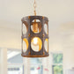 1-Light Farmhouse Black and Wood Chandelier, Metal Cage Pendant Light for Kitchen Island, Hallway, Bedroom