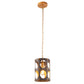 1-Light Farmhouse Black and Wood Chandelier, Metal Cage Pendant Light for Kitchen Island, Hallway, Bedroom