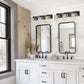 24 in. 3-Light Black Square Crystal Bathroom 3CCT Integrated LED Vanity Light Fixture