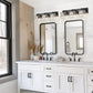 24 in. 3-Light Black Square Crystal Bathroom 3CCT Integrated LED Vanity Light Fixture