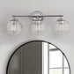 24 in. 3-Light Chrome Modern Globe Vanity Light for Bathroom with Clear Glass Shades