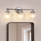 24 in. 3-Light Chrome Modern Globe Vanity Light for Bathroom with Clear Glass Shades