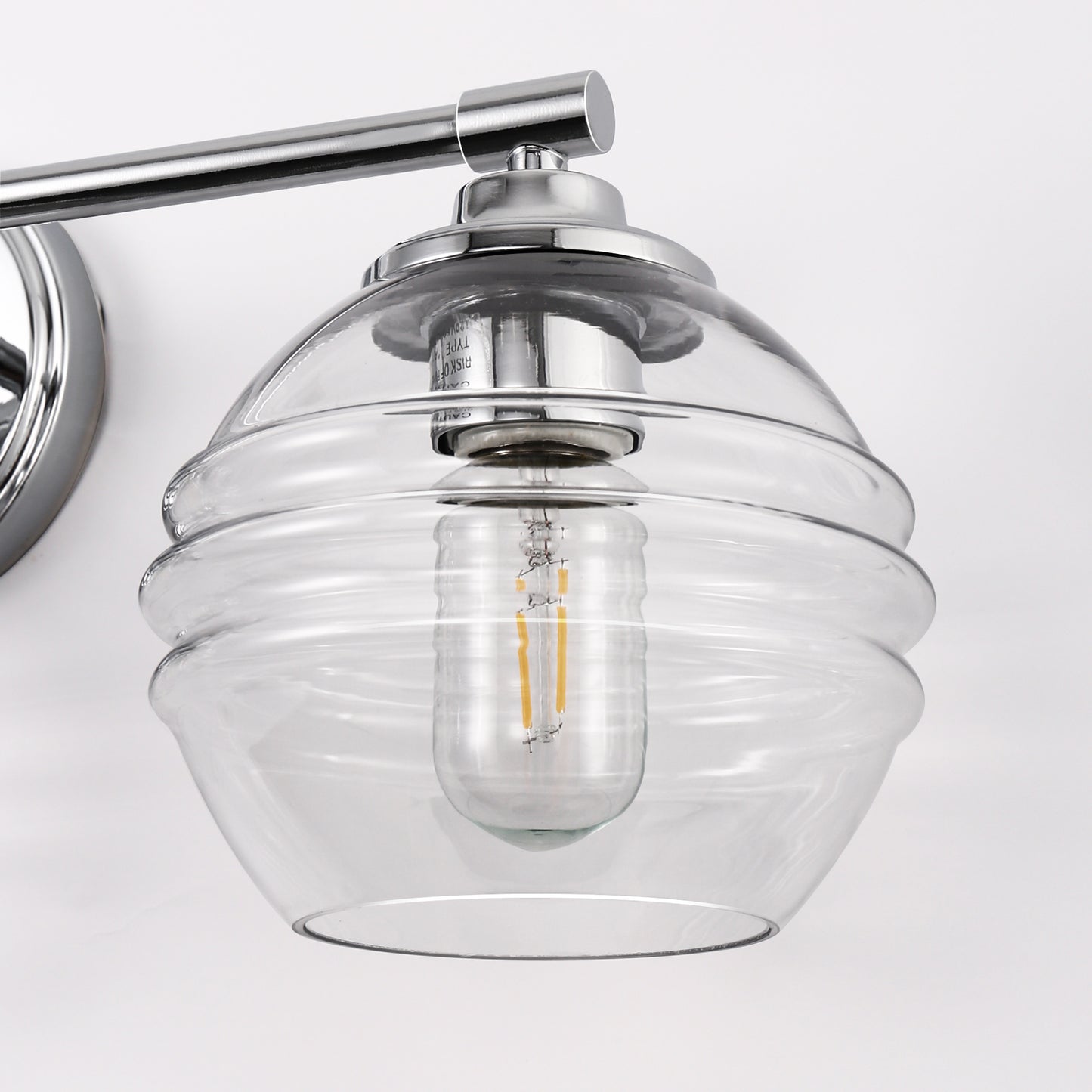 24 in. 3-Light Chrome Modern Globe Vanity Light for Bathroom with Clear Glass Shades