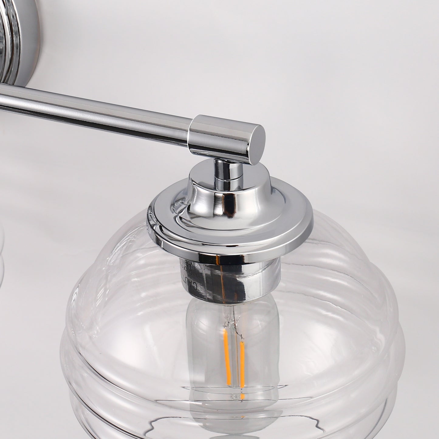 24 in. 3-Light Chrome Modern Globe Vanity Light for Bathroom with Clear Glass Shades