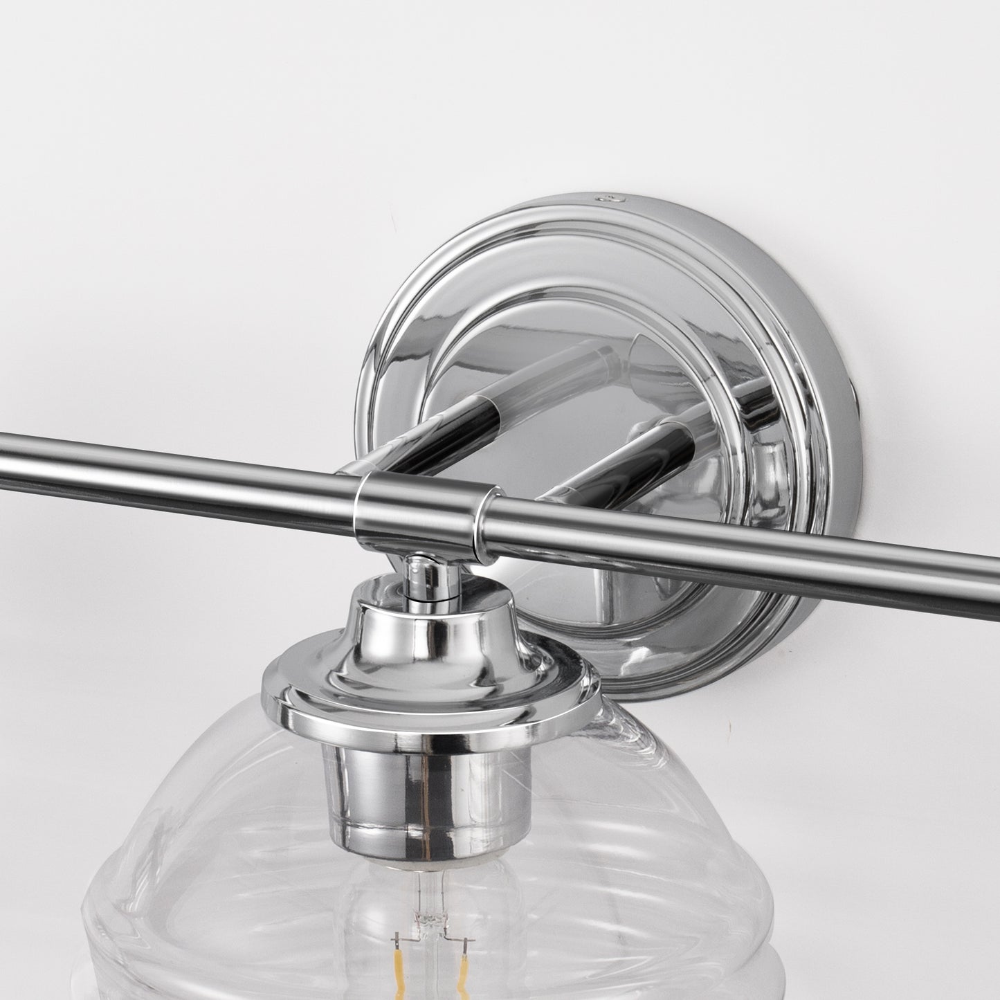 24 in. 3-Light Chrome Modern Globe Vanity Light for Bathroom with Clear Glass Shades